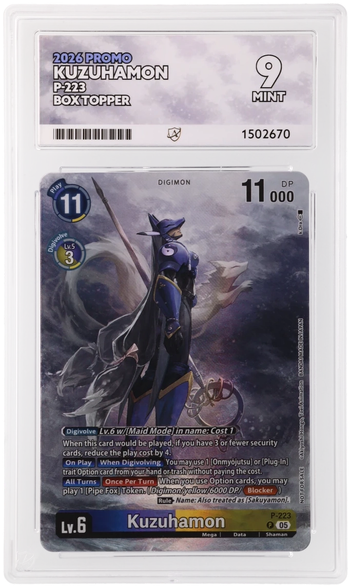 Kuzuhamon P-223 Digimon box topper promo ACE 9 Mint graded card