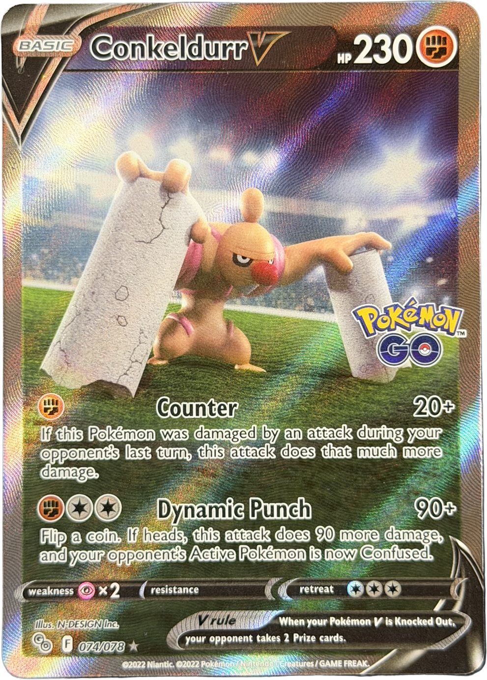 Conkeldurr V 074/078 – Ultra Rare (Full Art) – Pokémon GO – NM