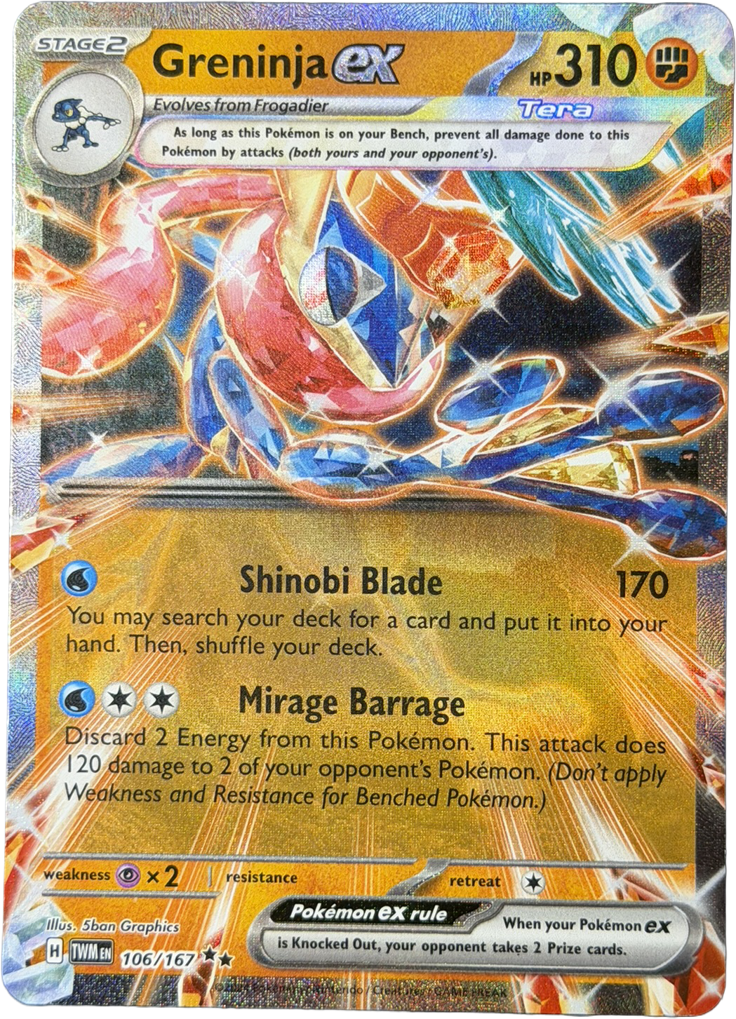 Greninja ex 106/167 – Double Rare – Twilight Masquerade – NM