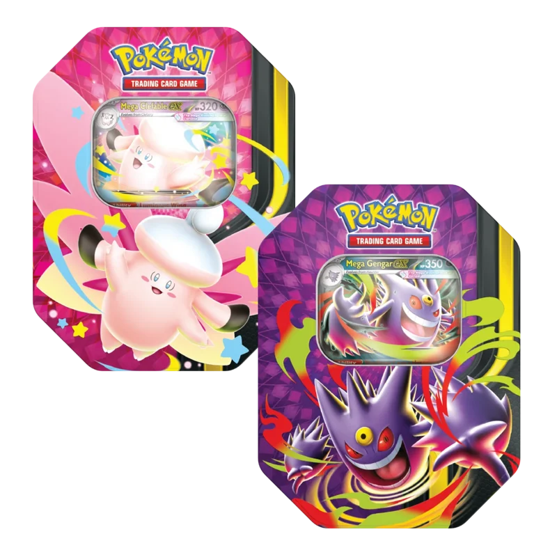 Pokémon TCG: Mega Moonlit Tin – Mega Gengar ex & Mega Clefable ex