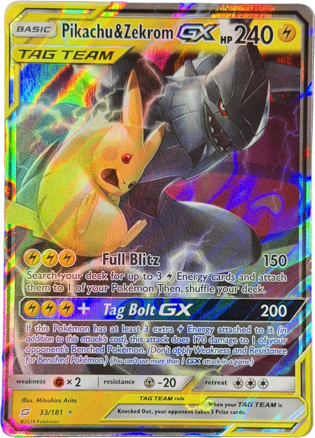 Pikachu & Zekrom GX 33/181 – TAG TEAM GX Ultra Rare – Team Up – LP
