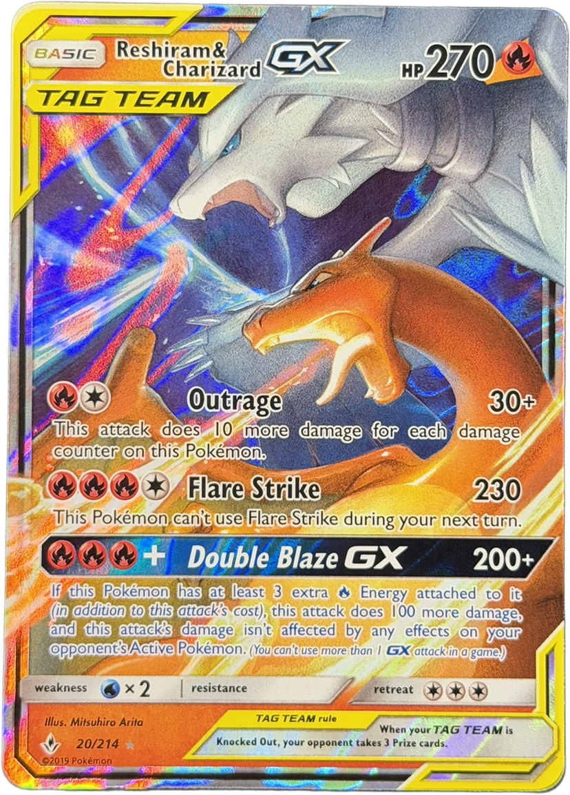 Reshiram & Charizard GX 20/214 – TAG TEAM GX Ultra Rare – Unbroken Bonds – LP