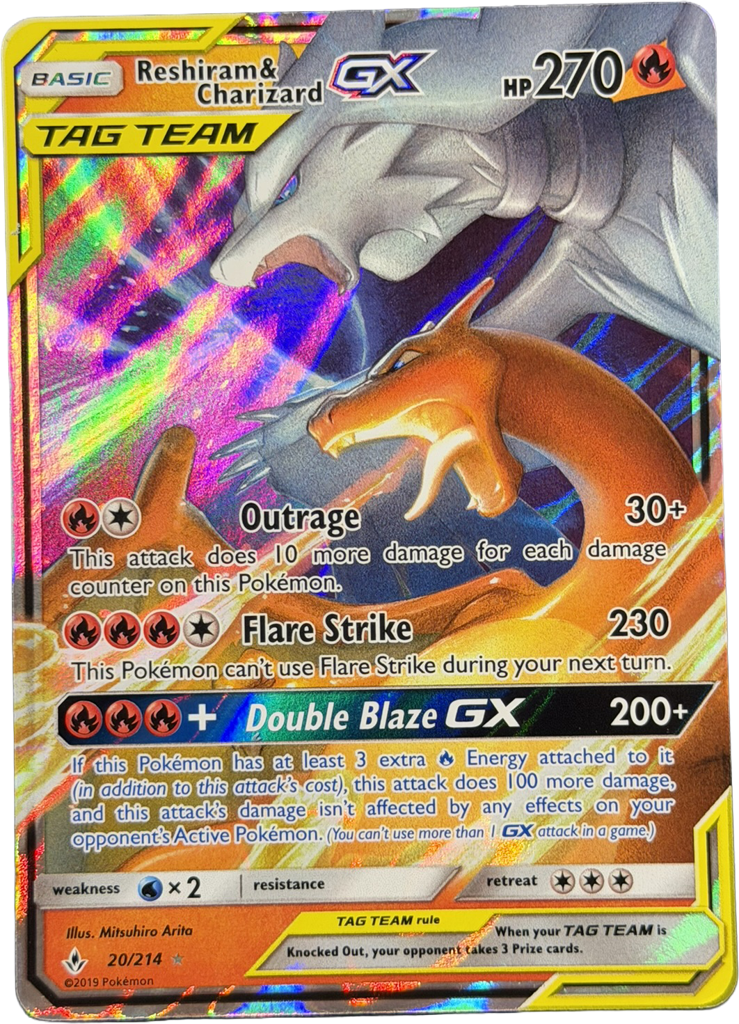 Reshiram & Charizard GX 20/214 – TAG TEAM GX Ultra Rare – Unbroken Bonds – LP